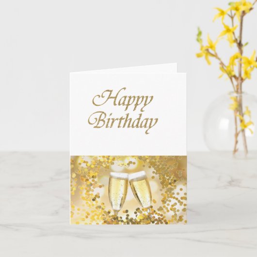 Carte Bonne conception de Parties scintillant or d'anniv (Fleur jaune)