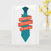 Carte Bonne Cravate de Fête des pères avec chemise rayée (Fleur jaune)