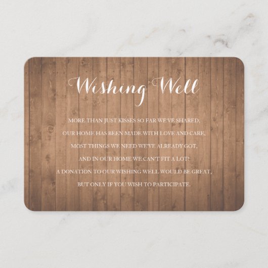 Carte bonne de souhait rustique en bois (Devant)