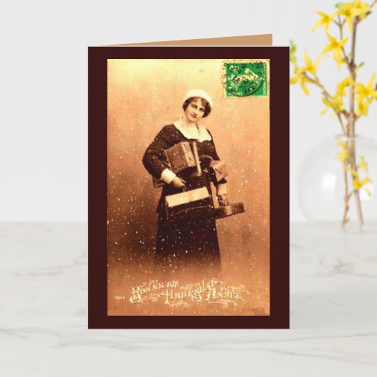 Carte Bonne et Heureuse Annee (Fleur jaune)