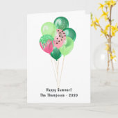 Carte Bonne été Watermelon Balloons Salutation (Fleur jaune)