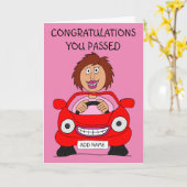 Carte Bonne Femme vient de passer le test de conduite (Fleur jaune)