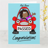 Carte Bonne Femme vient de passer le test de conduite (Fleur jaune)