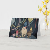 Carte Bonne fête d'anniversaire avec des chiens et des b (Fleur jaune)