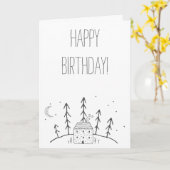 Carte Bonne fête d'anniversaire Cabine Moon Forêt forest (Fleur jaune)