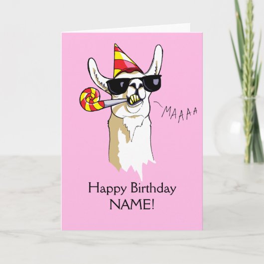 Carte Bonne fête d'anniversaire Llama Card Sunnies Modèl (Devant)