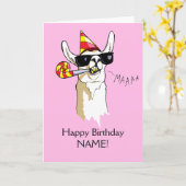 Carte Bonne fête d'anniversaire Llama Card Sunnies Modèl (Fleur jaune)