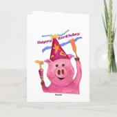 Carte Bonne fête d'anniversaire Pig Card (Dos)