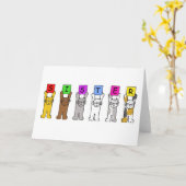 Carte Bonne fête d'anniversaire Soeur Cartoon Chats (Fleur jaune)