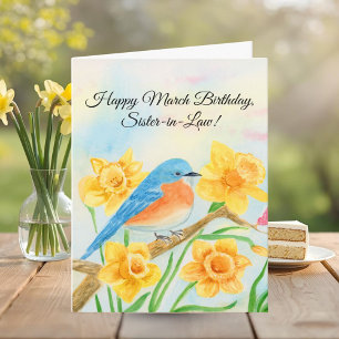 Carte Bonne fête de mars pour la belle-sœur Oiseau bleu 