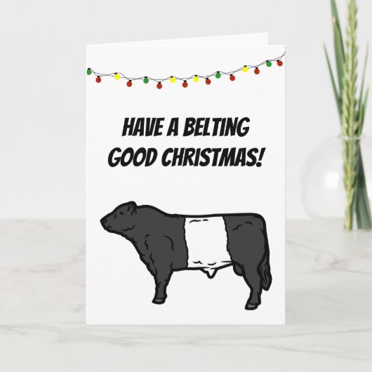 Carte Bonne fête de Noël Vache Belted Galloway Ceinture (Devant)