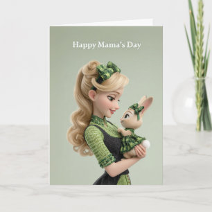 Carte Bonne Fête des Mamans : Lapin Mignon et Figure Mat