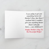 Carte Bonne fête des mères à ma femme ! (Intérieur)