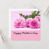 Carte Bonne fête des mères avec des roses roses (Devant/Arrière en situation)