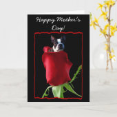 Carte Bonne fête des mères Boston Terrier Greeting Card (Fleur jaune)