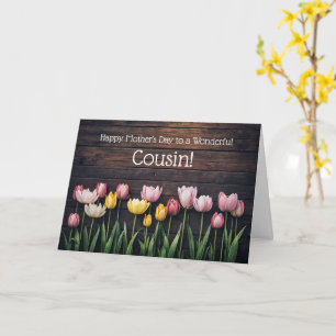 Carte Bonne fête des Mères Cousin Joyeux Bulbes de Fleur