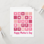 Carte Bonne fête des mères drôle mot (Devant/Arrière en situation)