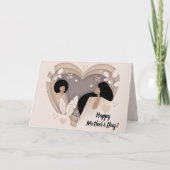 Carte Bonne fête des mères ! Femmes noires, Coeurs coupé (Devant)
