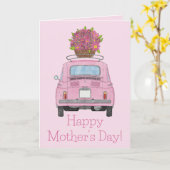 Carte Bonne fête des mères Fiat 500 (Fleur jaune)