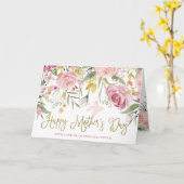 Carte Bonne fête des mères| Fleurs d'or et de rose (Fleur jaune)