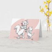 Carte Bonne fête des mères ! ! Maman chat et chaton (Fleur jaune)