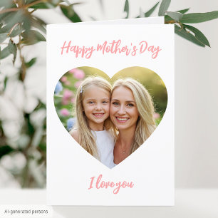 Carte Bonne Fête des Mères Maman Photo Cœur Mignon Corai