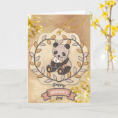 Carte Bonne fête des mères mignonne amusant Panda Bear (Fleur jaune)