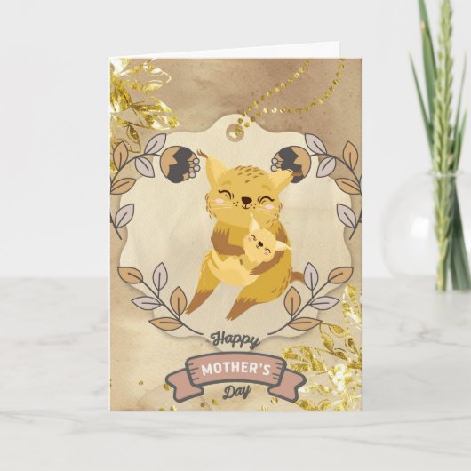 Carte Bonne fête des mères mignonne chat et chaton amusa (Devant)