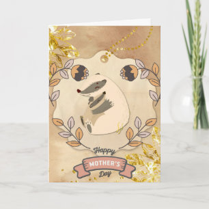 Carte Bonne fête des mères mignonne Fun Raccoon