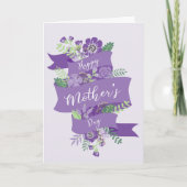 Carte Bonne Fête des Mères Moderne Floral Script Violet (Devant)