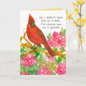 Carte Bonne fête des mères Mots positifs Cardinal Bird (Fleur jaune)