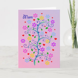 Carte Bonne fête des mères pour maman avec des fleurs et