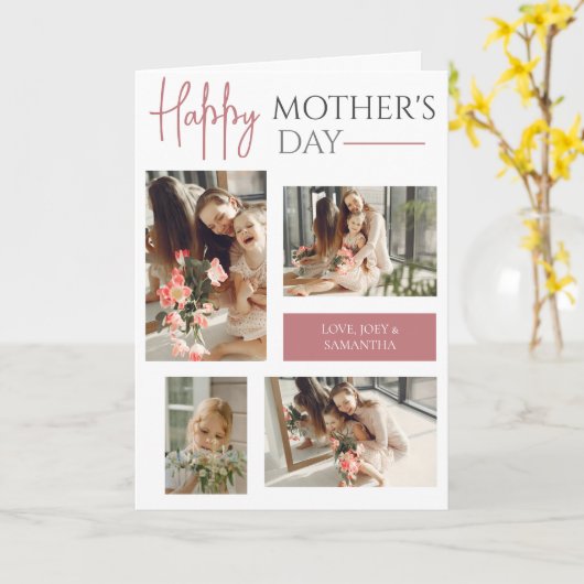 Carte Bonne fête des mères | Simple script moderne 4 pho (Fleur jaune)