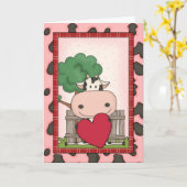 Carte Bonne fête des mères - Vache & Coeur (Fleur jaune)