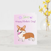 Carte Bonne fête des mères Welsh Corgi (Fleur jaune)