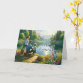 Carte Bonne Fête des pères à la pêche (Fleur jaune)