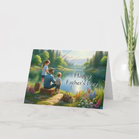 Carte Bonne Fête des pères à la pêche (Devant)