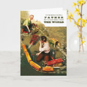 Carte Bonne Fête des pères. Art vintage (Fleur jaune)