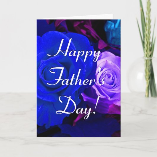 Carte Bonne Fête des pères Bleu pourpre Rose I (Devant)