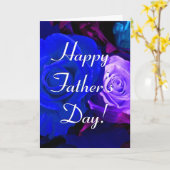 Carte Bonne Fête des pères Bleu pourpre Rose I (Fleur jaune)