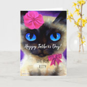 Carte Bonne Fête des pères Chat Papa Peinture Whimsical  (Fleur jaune)