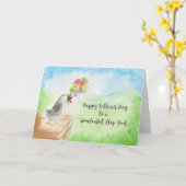 Carte Bonne Fête des pères Étape Papa, Oiseaux Fleurs Ar (Fleur jaune)
