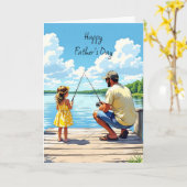 Carte Bonne Fête des pères | Fille et papa Pêche (Fleur jaune)