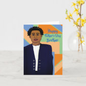 Carte Bonne Fête des pères frère afro-américain (Fleur jaune)