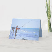 Carte Bonne Fête des pères, Grand-père, Pêche à la plage (Dos)