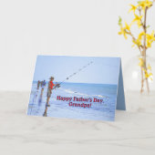 Carte Bonne Fête des pères, Grand-père, Pêche à la plage (Fleur jaune)