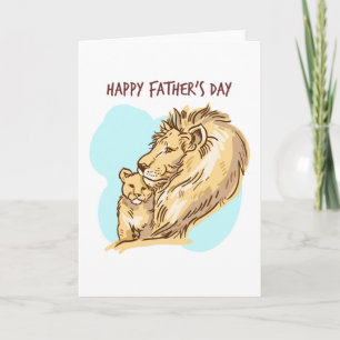 Carte Bonne Fête des pères Lion Et Cub