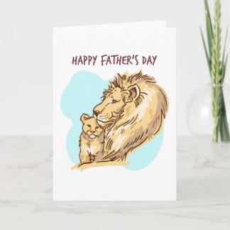 Carte Bonne Fête des pères Lion Et Cub