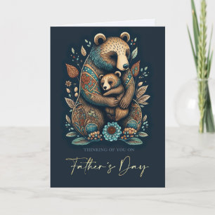 Carte Bonne Fête des pères mignonne ours Folk Art
