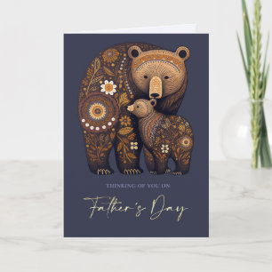 Carte Bonne Fête des pères mignonne ours Folk Art